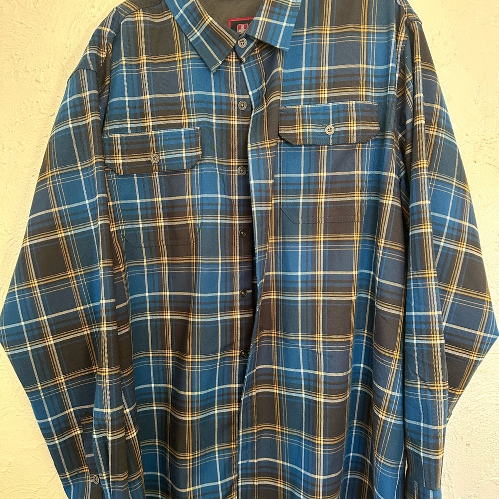 Swiss Tech Black and Blue Plaid Shirt